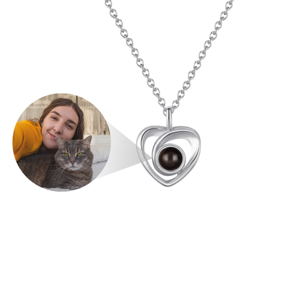 Personalized Photo Rose Heart Necklace